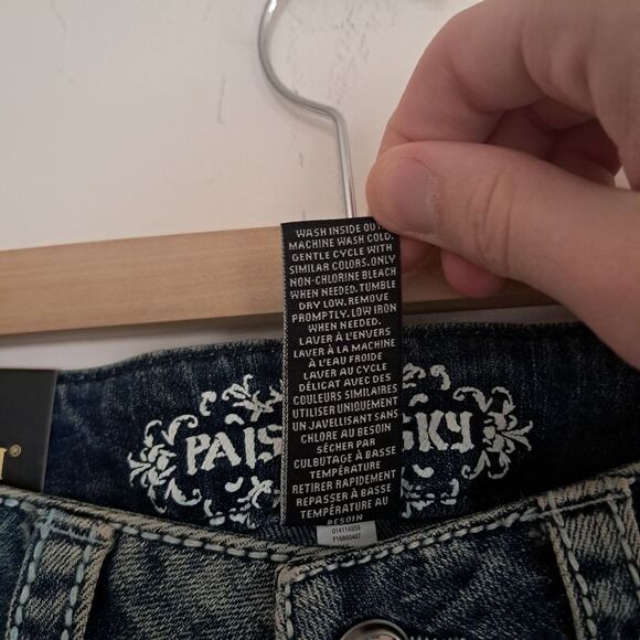 Paisley Sky jeans women's 6 light wash faded embelished y2k glam rhinestones - Picture 10 of 10